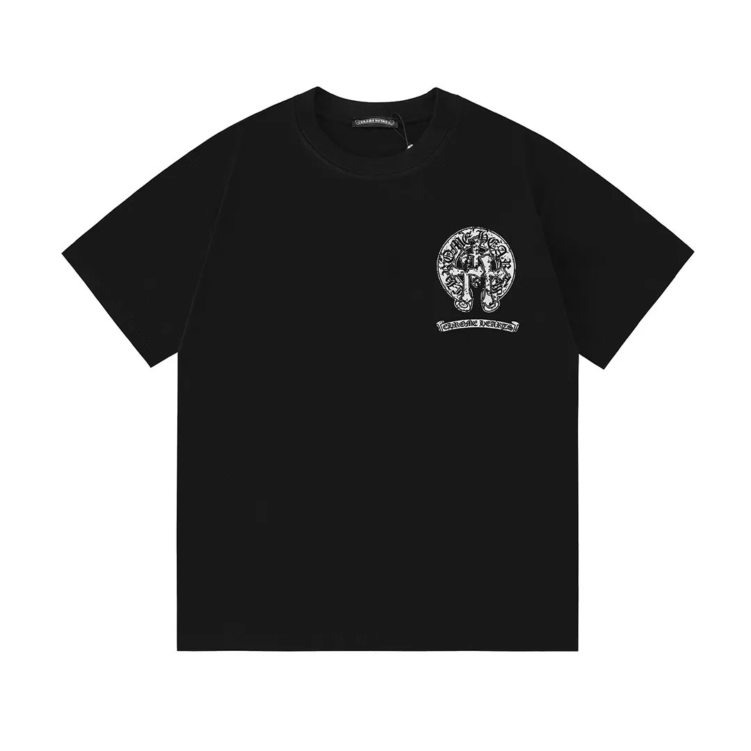 P150 Chrome Hearts 2026 official website new style cross letter logo on front and back, same style for men and women, short-sleeved T-shirt ·Customized 300g 100% double yarn pure cotton fabric ·Dyeing 32 count double-strand thread ·Collar label, hangtag, main mark and three labels complete Color: Black Size: XS S M L